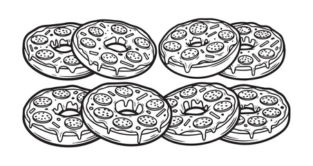 Pizza Bagel Line Art Delicious Fast Food Drawing