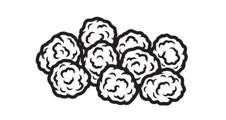 Popcorn Chicken Line Art Vintage Fast Food Illustration