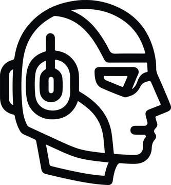 black robot head profile clip art preview