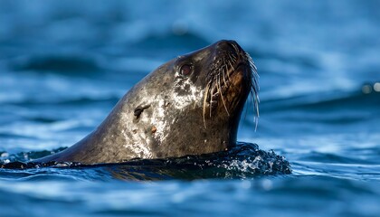 Close-up of a seal emerging from water
