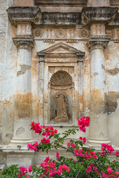 Antigua Guatemala, Guatemala - August 9, 2025: Church of San Agustin in Antigua Guatemala, Sacatepequez, Guatemala.