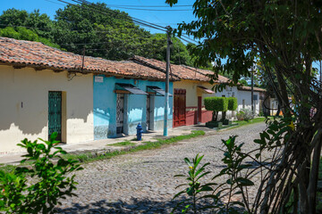 Suchitoto, El Salvador - August 28, 2025: Views of a street in Suchitoto in the department of Cuscatlan, El Salvador.