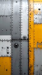Metal Panel Texture with Gray and Yellow Sections.