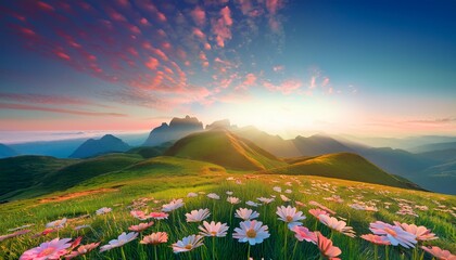 Flower Cartoon Cute Landscape Background Design For Product Display With Generative Ai