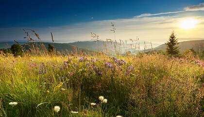 Landscape With Wild Flowers And High Grasses