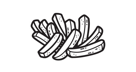 Steak Fries Line Art Vector Illustration