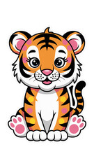 Fototapeta premium Adorable tiger cub cartoon illustration ready for your next creative project, perfect for children's books, educational materials, or fun animal-themed designs