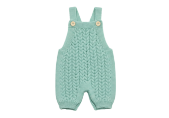 Knitted baby romper in light green isolated, cute one-piece outfit for infants and toddlers fashion apparel
