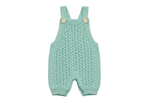 Knitted baby romper in light green isolated, cute one-piece outfit for infants and toddlers fashion apparel