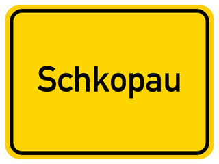 Illustration of a city entrance sign for the city of Schkopau