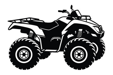 Black and White Vector Illustration of an AllTerrain Vehicle ATV with Knobby Tires