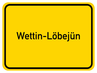Illustration of a city entrance sign for the city of Wettin-Löbejün