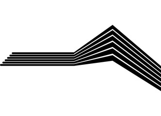 Abstract Black broken stripe of thick broken lines on a white background. Vector pattern for car body, boat, sportswear, toy. Sports background. Dynamic Design element. Racing