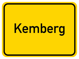 Illustration of a city entrance sign for the city of Kemberg
