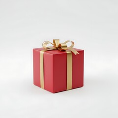 Fototapeta premium Red Gift Box with Golden Ribbon on White Background