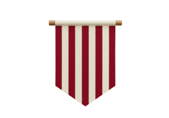 Red and beige striped wall hanging isolated on transparent background, decorative banner for interior design