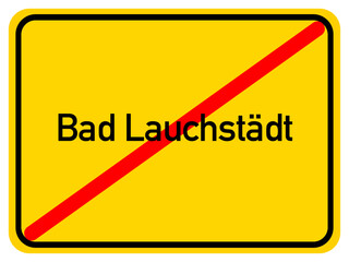 Illustration of a city exit sign for the city of Bad Lauchstädt