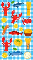 Delicious Seafood Picnic on a Checkered Cloth.