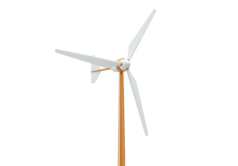 Wind turbine model isolated on transparent background, renewable energy source for sustainable power generation
