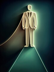 leadership confidence icon Abstract Silhouette of Businessman with Dramatic Lighting and Shadow career motivation minimal illustration for personal branding and mentoring