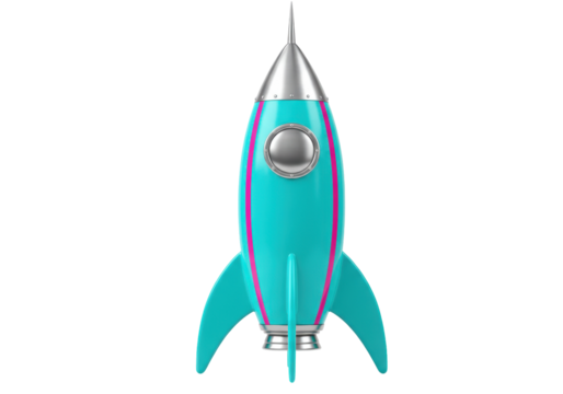 Retro rocket ship PNG isolated on transparent background, vintage style space toy for kids and science fiction fans - Powered by Adobe