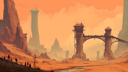 Modern Desert Cityscape with Elevated Roads

