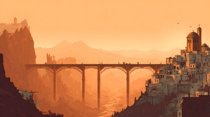 Mountain-Backed Desert City Elevated Structures

