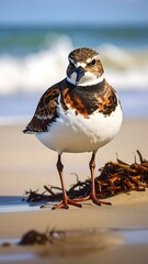 Close-up of a shorebird on a beach