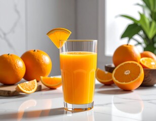 Fresh Orange Juice in Glass.