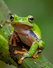 Obraz premium Beautiful Green Tree Frog.