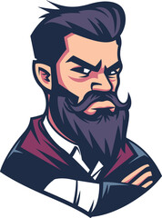 A colorful vector illustration of a cartoon ninja warrior or super hero character with a mask and a sword, suitable as an icon design for a boy or men