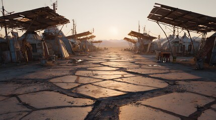 Dystopian Desert Urban Area Makeshift Homes
