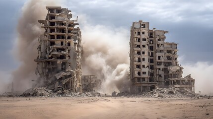 Abandoned Futuristic City in Desert Ruins

