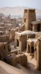 Submerged Desert City Ruins with Thin Water Layer

