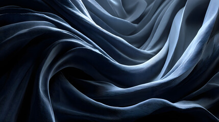 Abstract Dark Blue and Gray Flowing Fabric Backgroun