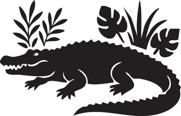 Crocodile with foliage