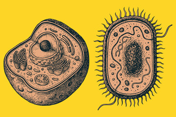 Engraving of Cells and Microbes – Retro Microbiology Vintage Illustration