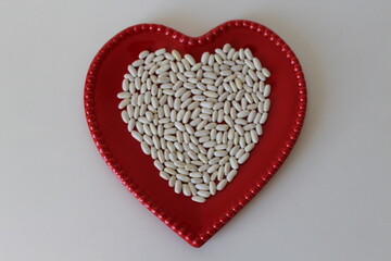 White beans on a white background.