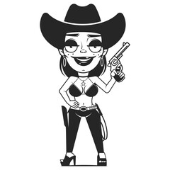 pinup girl cowgirl cowboy head face illustration vector