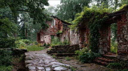 Old architecture. Ruins of an estate.