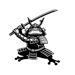 Illustrative Samurai Frog Vector Graphic Design for T shirt Prints. Silhouette Samurai Frog transparent background 