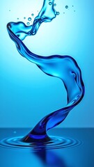 Abstract blue liquid waves and light reflections, fluid shapes 