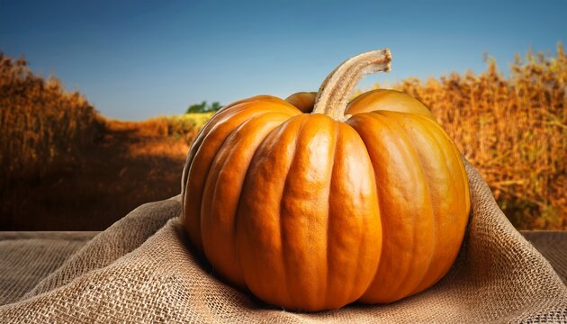 Fall Harvest Musquee De Maroc Pumpkin On Burlap