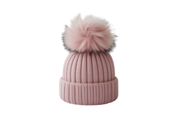 pink winter hat image isolated on a transparent background