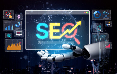 AI improves SEO visibility using intelligent optimization tools, keyword analytics, and smart...