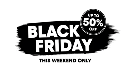 Black friday sale up to 50 off this weekend only isolated on transparent background