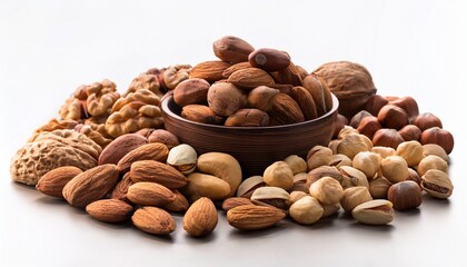 A Group Of Almonds Pistachios Walnuts Macadamia Cashews