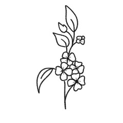 Hand Drawn Floral Line Drawing Clipart - Simple Outline Flower