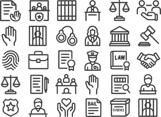 Legal System and Justice Icon set illustration vector pack