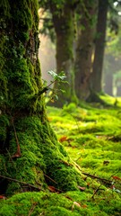 Naklejka premium Lush green forest floor (1)